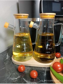 Resim Genel Markalar Borosilikat 2 li Bambu Yağdanlık 900 ml, Bambu Altlık Dahil 