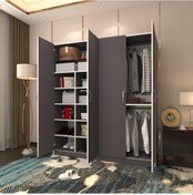 Resim Kenzlife gardırop 4 kapılı kaktüs 180*160*52 gri XLARGE kapaklı gardolap dolap 