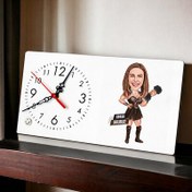 Resim Güçlü ve Karizmatik Kadın Karikatürlü Masa Saati 