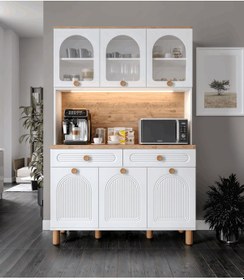 Resim Rosa Kahve Köşesi - 140 Cm Mdf Mutfak Dolabı - Led Aydınlatmalı - 