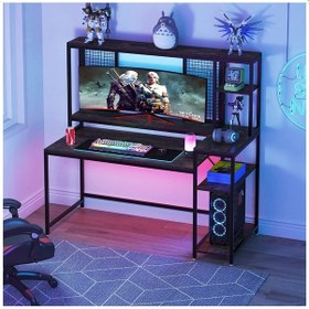 Resim Zizuva Tasarım Monitör Raflı Çalışma Masası Ceviz - Siyah 