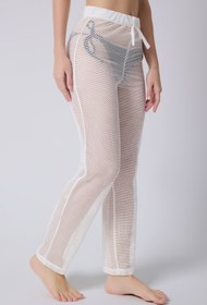 Resim MY Wooft Beyaz Yazlık Plaj Kıyafeti Pareo Mayo Ve Bikini Üstü Pantolon 