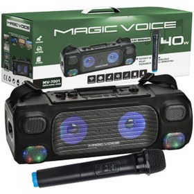 Resim Findit MAGI CVOICE MV-7001 VHF EL MİK USB/SD/BT/UK 40 WATT IŞIKLI TAŞINABİLİR ŞARJLI SEYYAR ANFİ-Findit 