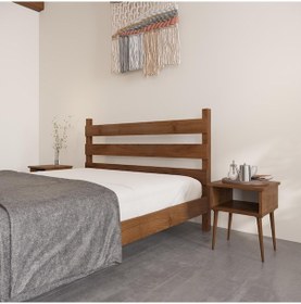 Resim Natura Model Ceviz Renk Çam Ahşap Karyola-27 140 x 200 