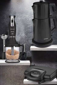 Resim GoldMaster Elvan Elektrikli Mutfak Çeyiz Seti 3 Lü Evlilik Paketi Siyah 