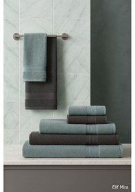 Resim 6 Parça Banyo Havlusu Seti %100 Pamuklu 70x140 Cm Serenio Antrasit-mint 