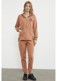 Resim Nakış Detaylı Jogger Eşofman Takım - Somon 001 