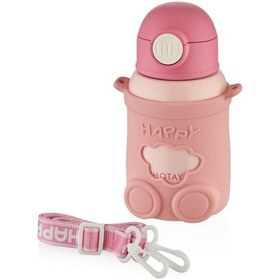 Resim Shotay St-8816 480ml Askılı Silikon Kılıflı Pipetli Pembe Çelik Matara 