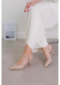 Resim Nimo Model 5 CM Topuklu Taş Detaylı Sihirli Topuk Ayakkabı Ten Ten Rengi 