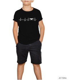 Resim Drone Heartbeat Siyah Çocuk Tişört Siyah 