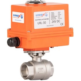Resim Unox DN25 - 1" 24 V Dc Elektrikli Aktüatörlü Dişli Küresel Vana 2 Parçalı 