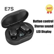 Resim E7s Siyah E7s Kablosuz Bluetooth Kulaklık İçin Mic Led Ekran Kulakiçi İphone Xiaomi Tws Kulaklık Bluetooth Kulaklık Kulaklıkları 