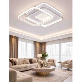 Resim Quadra Glow Modern LED Avize Geometrik Tasarım Salon ve Oturma Odası Tavan Aydınlatma 
