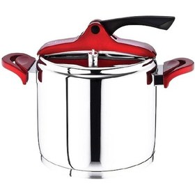 Resim Safinox Flavia Klasik Düdüklü Tencere Renkli Kulp-8 L Kırmızı 