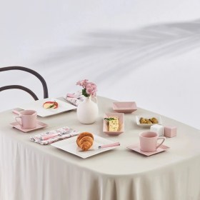 Resim Karaca Forever Bone Trend Emboss Porselen 32 Parça 6 Kişilik Kahvaltı Takımı Pink 