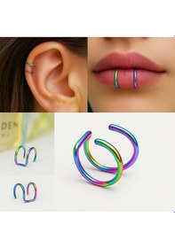 Resim Deliksiz Çelik Piercing Kulak, Dudak Ve Burun İçin 316 L Çelik Dü Gri 