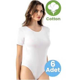 Resim Tezzgelsin Kadın 6'lı Kısa Kollu Çıtçıtlı Body Beyaz 