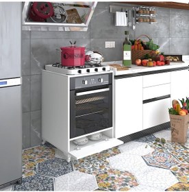 Resim Kenzlife Ankastre Modülü Kabini Krom Byz Fırın Ocak Dolabı Kapakl 