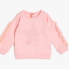 Resim Kız Bebek Fırfır Detaylı Sweatshirt 