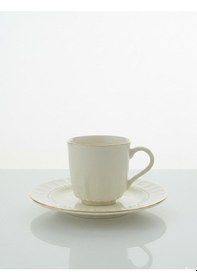 Resim Sedef Yaldızlı 12 Parça Porselen Kahve Fincan Takımı Beyaz 