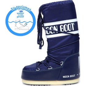 Resim Moon Boot Kadın Kar Botu Mavi Kauçuk Taban Bağcıklı Su Geçirmez Özellikli Kışlık Ayakkabı 14004400 