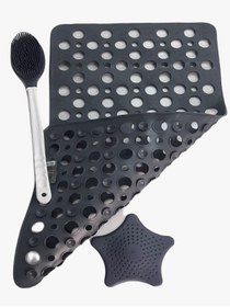 Resim isgstore Main Shop 3 Parça Set Banyo Ve Duş Kaydırmaz Çift Taraflı Banyo Duş Fırçası Yıldız Süzgeci M-141 
