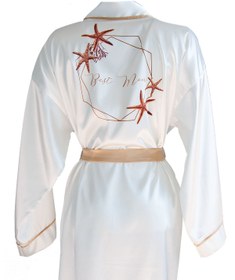 Resim BEYAZ RENK DÜZ KOL GOLD BİYELİ SABAHLIK - XS / Mini Boy (95 cm) 