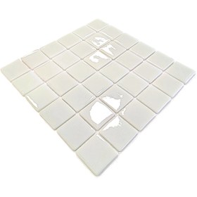 Resim MozaiKristaL Tüm yüzeyler için 5x5cm. Beyaz, 31,5x31,5cm. Fileli Cam Mozaik. ( 10 File Karo = 1m2 ) 