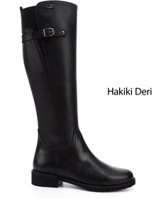 Resim GÖNDERİ(R) Kadın / Kız Siyah Fermuarlı Kauçuk Taban Hakiki Deri Çizme 