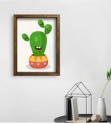 Resim Bk Gift Kaktüs Tasarımlı Doğal Masif Ahşap Çerçeveli Tablo 45X65C (551120058) 