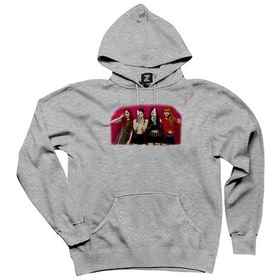 Resim Blackpink Grup Gri Kapşonlu Sweatshirt Hoodie Gri 