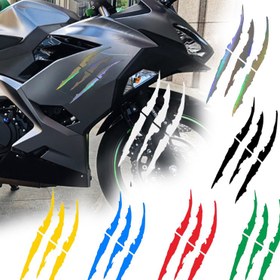 Resim Motosiklet Araba Çıkartması Evrensel Canavar Pençesi Çizik Çizgi Çıkartması Reflektif Su Geçirmez Moto Dekorasyon Aksesuarları 