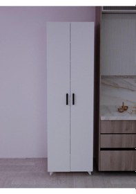 Resim 8 Raflı 2 Kapaklı 16r Mutfak Dolabı Banyo Dolabı Çok Amaçlı Dolap Beyaz Beyaz 