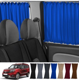 Resim Pandami Fiat Doblo Iı Kısa Şase 2010-2023 Uyumlu Mavi Raylı Oto Perde Takımı 
