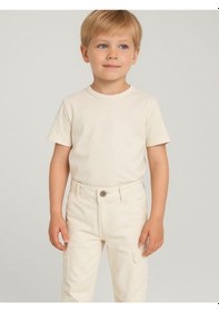 Resim Nanica Kids Erkek Bebek Pamuklu Kumaş Kargo Cepli Pantolon-16006 Krem 