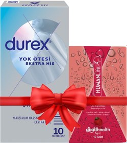 Resim Durex Yok Ötesi Ekstra İnce Ekstra His 10'lu Prezervatif + Humanlife 5 Gr X 10 Çilek Aromalı Kayganlaştırıcı Jel Lubricant 