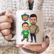 Resim Yakışıklı Baba ve Oğlu Karikatürlü Kupa Bardak 