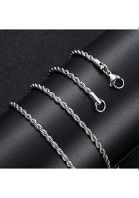 Resim Çelik Kolye İnce Burgu Zincir Model 5 Mm Kalınlık 55 Cm Uzunluk Gümüş Silver Gümüş 
