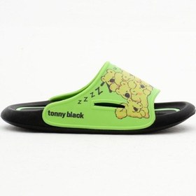 Resim Tonny Black Poli Taban Ayıcık Desenli Çocuk Unisex Yeşil Terlik Tbacr895 Yeşil 
