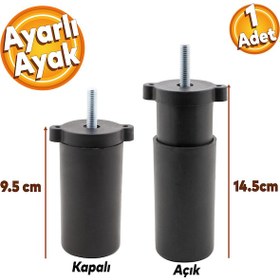 Resim Gizli Mobilya Kanepe Sehpa TV Ünitesi Koltuk Orta Destek Ayağı Ayarlanabilir 9.5 cm Siyah Baza Ayak 