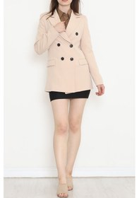 Resim Düğmeli Blazer Ceket Bej - 354.1247. Çok Renkli 