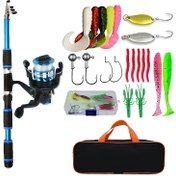 Resim Teleskopik Olta ve Spin Makarası, Kancalar, Seyahat - Hafif, Hızlı Aksiyon, Çift El Kullanımına Uygun, Karışık Renkler, Denizde Balık Tutma İçin İdeal, Olta Seti, Noel İçin En İyisi 