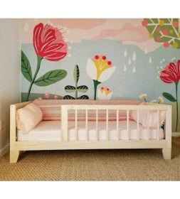 Resim Köşk Mobilya Montessori Yatak Doğal Ahşap 