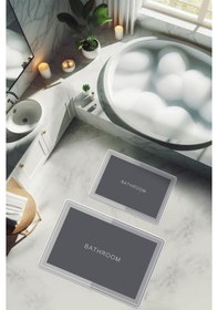 Resim Yıkanabilir Kaymaz Tabanlı Modern Desenli 2'li Banyo Paspas Takımı Bps0041 Renkli 