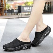 Resim Yaz Nefes Alabilen Hafif Hava Yastıklı Slip-on Yürüyüş Terliği Düz Ayakkabı Ratetime Siyah 