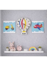 Resim Çocuk Odası Hem Saat Hem Duvar Pano Seti Şık Ve Kişiye Özel No 10049 Çok Renkli 