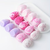 Resim 15 adet/10 adet/5 adet Çift Renkli Makyaj Yumurtası Seti, 5 Moda Tasarımı, Su Emici Poliüretan (PU), Kokusuz, Normal Ciltler için, Mükemmel Makyaj Oluşturmak Çok Kolay 