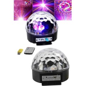 Resim LED Işık Disko Topu Bluetooth Hoparlörlü USB Müzik Çalar Kumandalı 