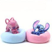 Resim 2 adet Sevimli Figürinler Uyku Pozunda - Stitch ve Lilo, Yumuşak PVC Malzeme, Sevgililer Günü, Anneler Günü, Noel ve Doğum Günü Hediyeleri için İdeal, Araba ve Kek Süslemeleri, Toplanabilir Oyuncak 