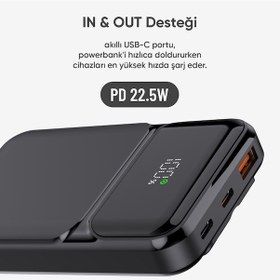 Resim Snp-3006 10.000 Mah Hızlı Şarj Led Göstergeli Powerbank 3in1 Dahili Kablolu Powerbank Çoklu Giriş Siyah 